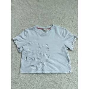 Ted Baker London Floral Embroidered Crop Tee - Size 0
